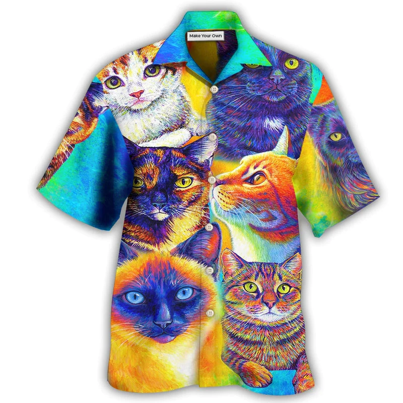 Hawaiian Shirt / Adults / S Cat Love Life Colorful Style - Hawaiian Shirt - Reefox
