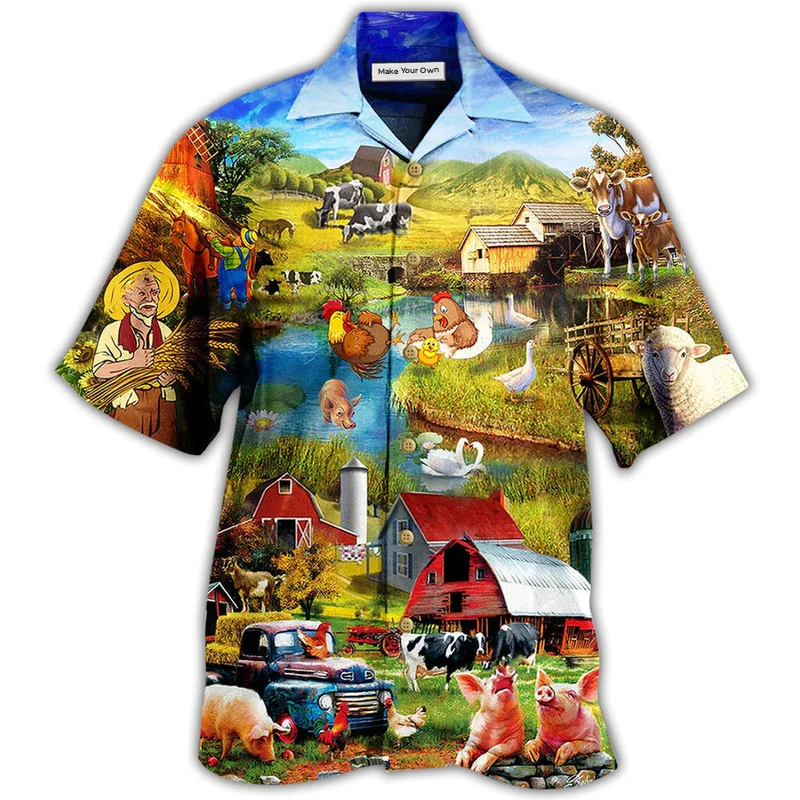 Hawaiian Shirt / Adults / S Farm Love Animals In The Village - Hawaiian Shirt - Reefox