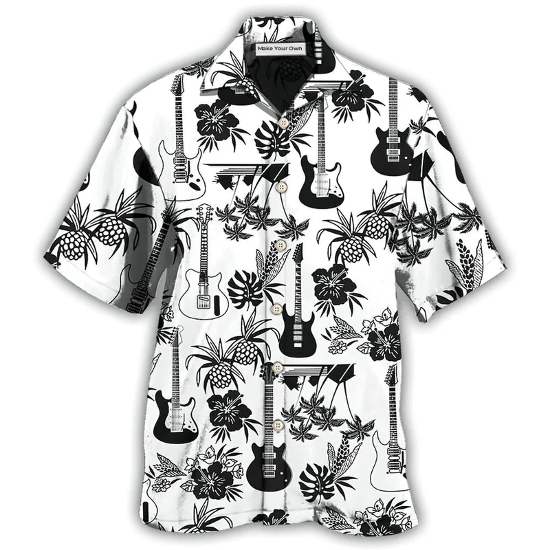 Hawaiian Shirt / Adults / S Guitar Music With Electric Guitar - Hawaiian Shirt - Reefox