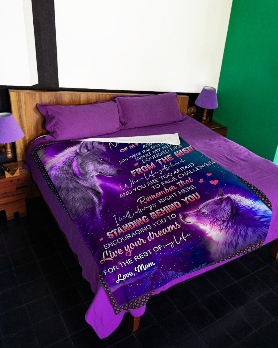 Wolf Live Your Dreams Daughter Gift Flannel Blanket For Bed Sofa And Reading Nook Decor