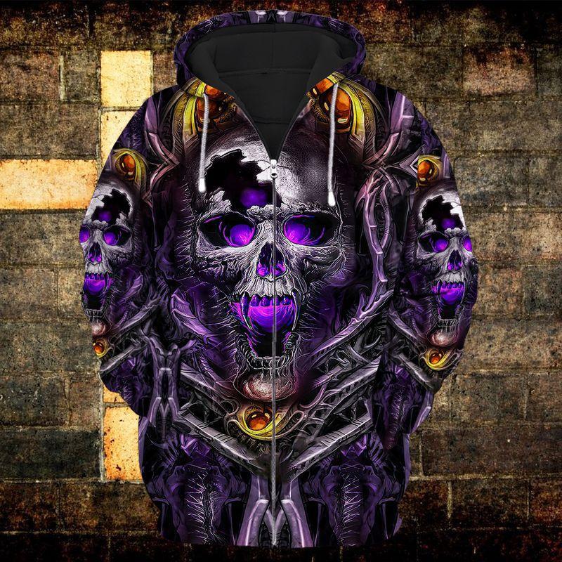 Skull Purple Yellow Art – 3D Hoodie
