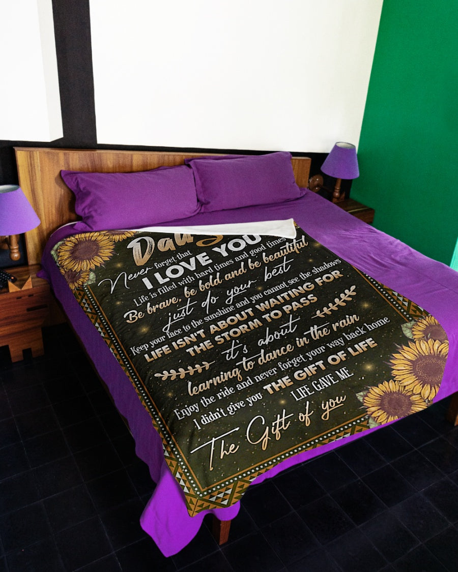 Sunflower To My Daughter Life Is Filled With Hard Times Flannel Blanket For Bed Sofa And Reading Nook Decor