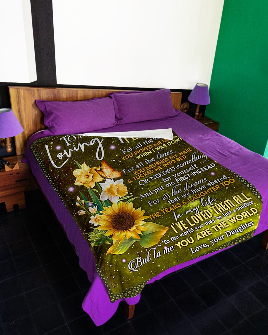 Sunflower Inspiring Family Hero Message Flannel Blanket For Bed Sofa And Reading Nook Decor