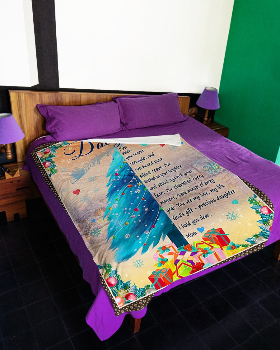 Christmas You Are My Love Daughter Gift From Mom Flannel Blanket For Bed Sofa And Reading Nook Decor