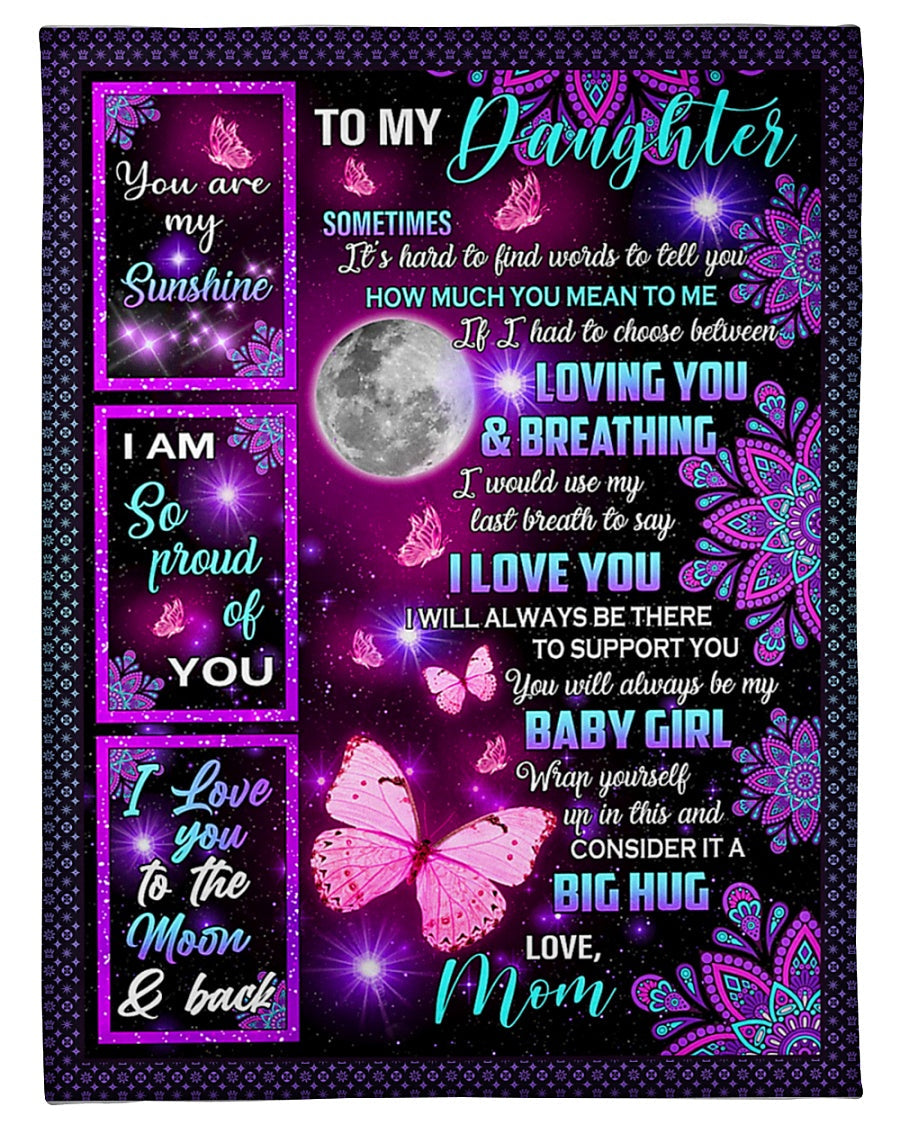 Butterfly I Love You Daughter Gift Flannel Blanket For Warm Home Decor And Relaxation