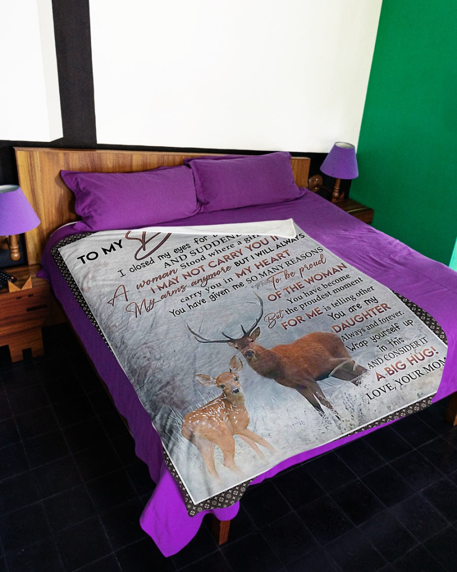 Deer My Heart Daughter Gift Flannel Blanket For Cozy Home Lounging And Gifting