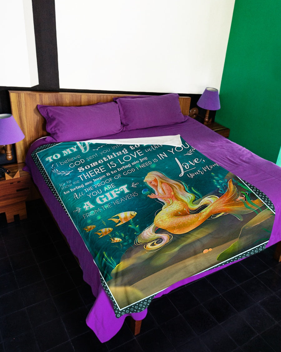 Mermaid God Sent You Into My Life Mom To Daughter Flannel Blanket For Cozy Home Lounging And Gifting