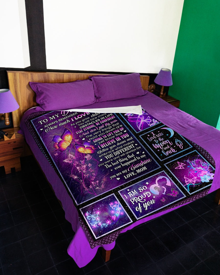 Butterfly Warm Sunshine Love Daughter Gift Flannel Blanket For Bed Sofa And Reading Nook Decor