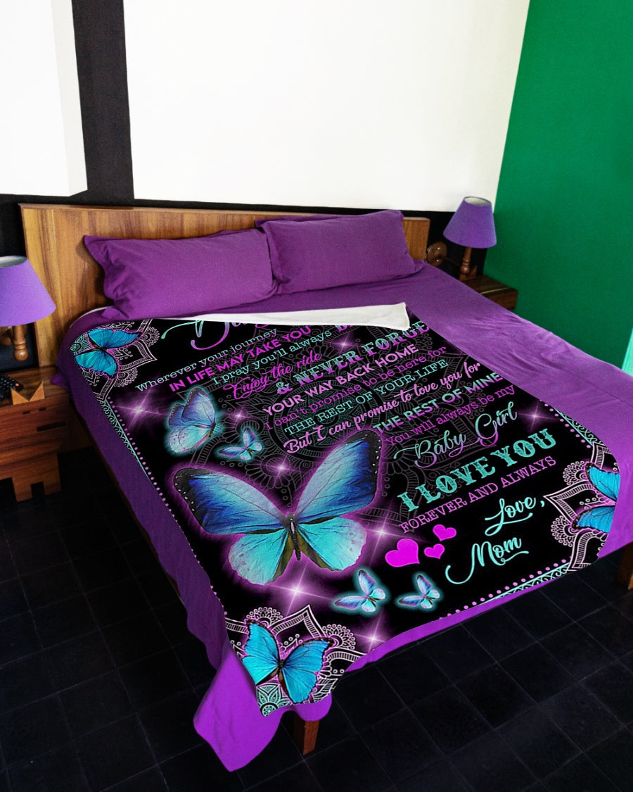 Butterfly I Love You Daughter Gift Be Safe Flannel Blanket For Bed Sofa And Reading Nook Decor