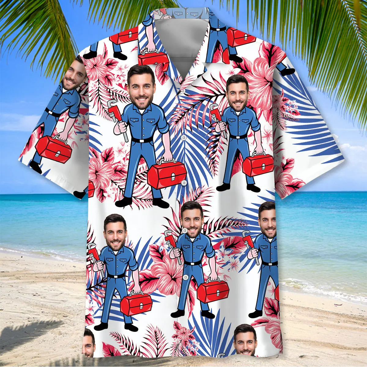 Repair Man Custom Photo Face Hawaiian Shirt