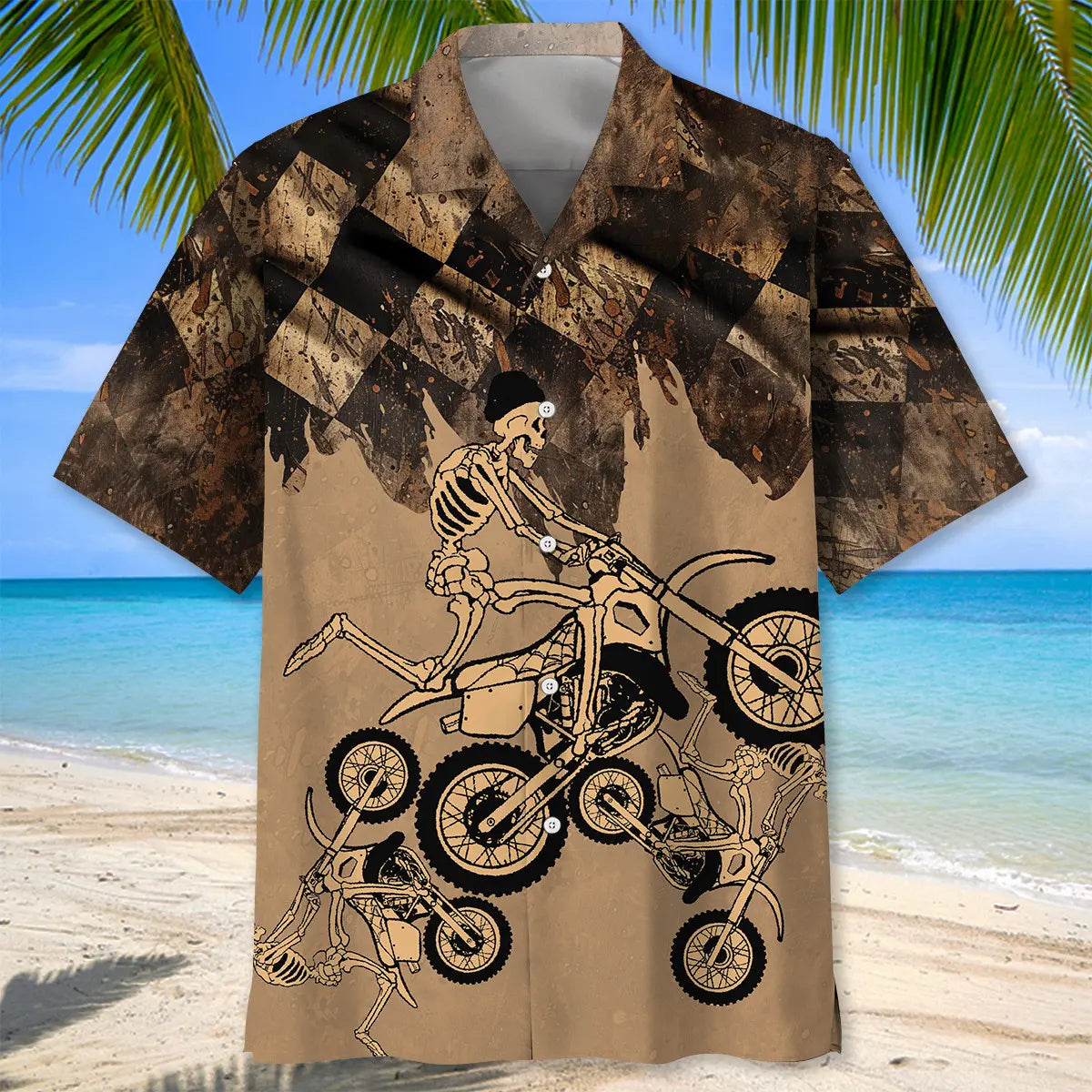 Skeletons Dirt Bike Race Hawaiian Shirt