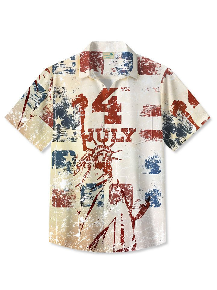 Summer Flag Independence Day Casual Beach Vacation Hawaiian Shirt