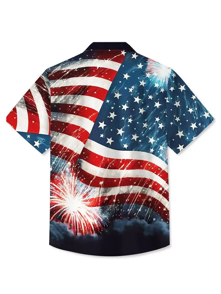 Summer Independence Day Holiday Flag Retro Casual Vacation Hawaiian Shirt