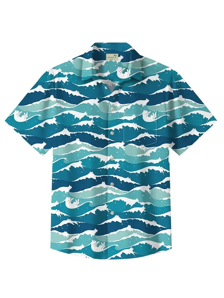 Summer Ocean Waves Animal Casual Vacation Hawaiian Shirt