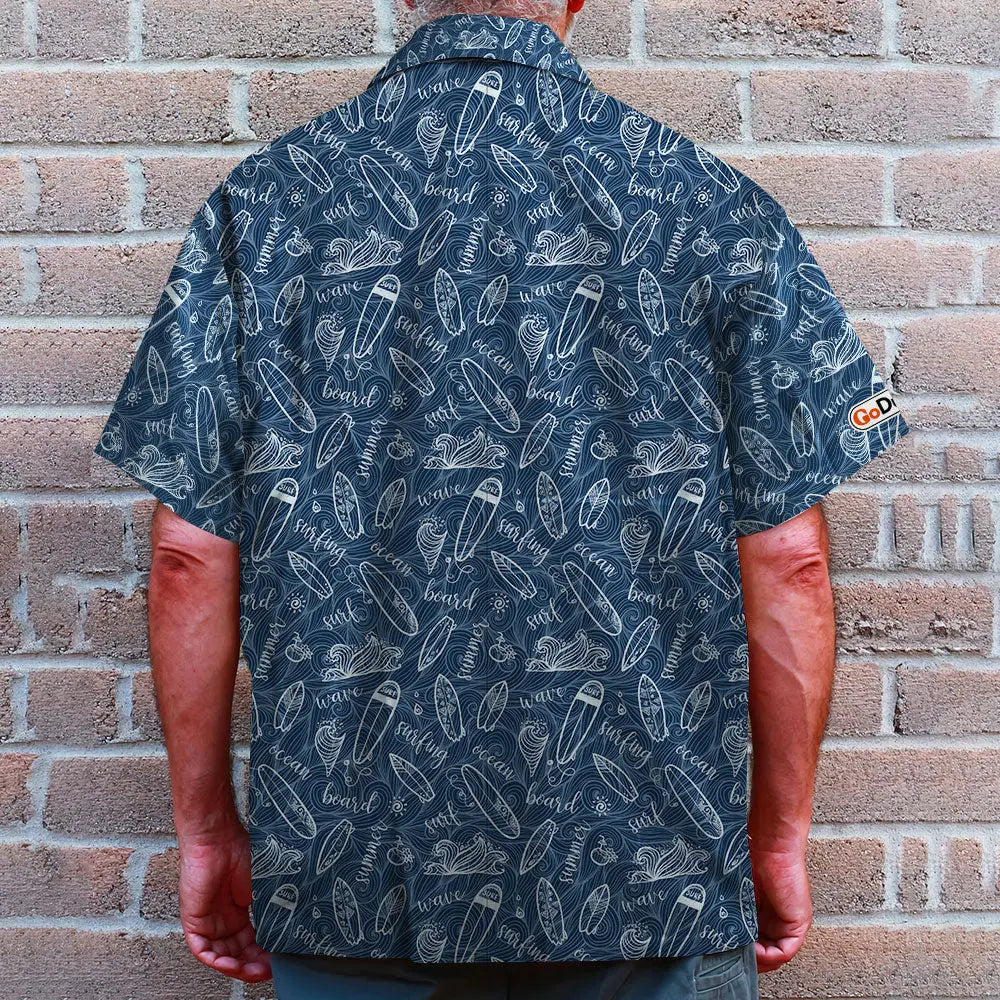 Surfing Unisex Hawaiian Shirt Aloha Shirt Summer Vibe Dark Blue Style Surfing Boards