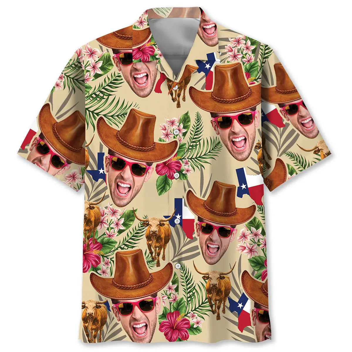 Texas Cowboy Custom Photo Hawaiian Shirt