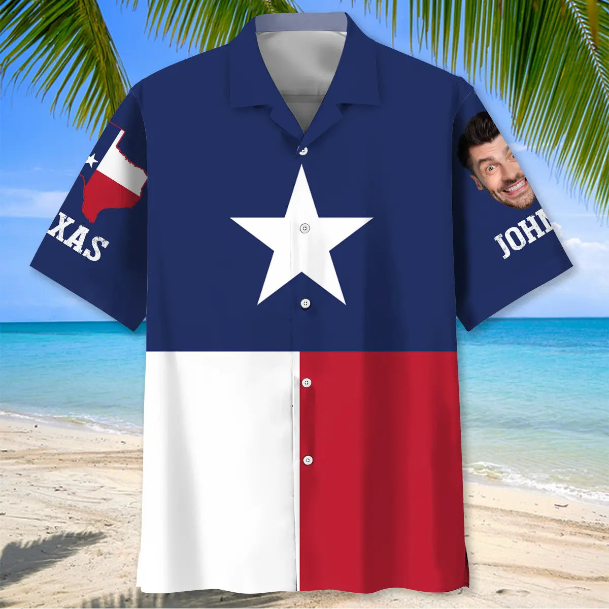 The Lone Star State Custom Name Custom Photo Hawaiian Shirt