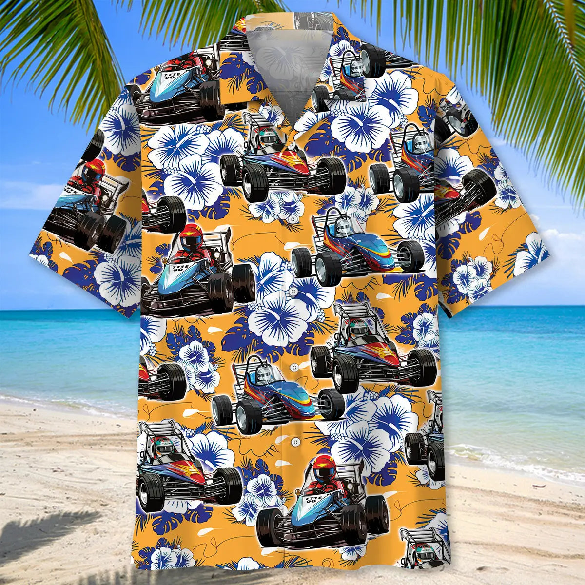 Tropical Quarter Midget Car Racing Hawaiian Shirt
