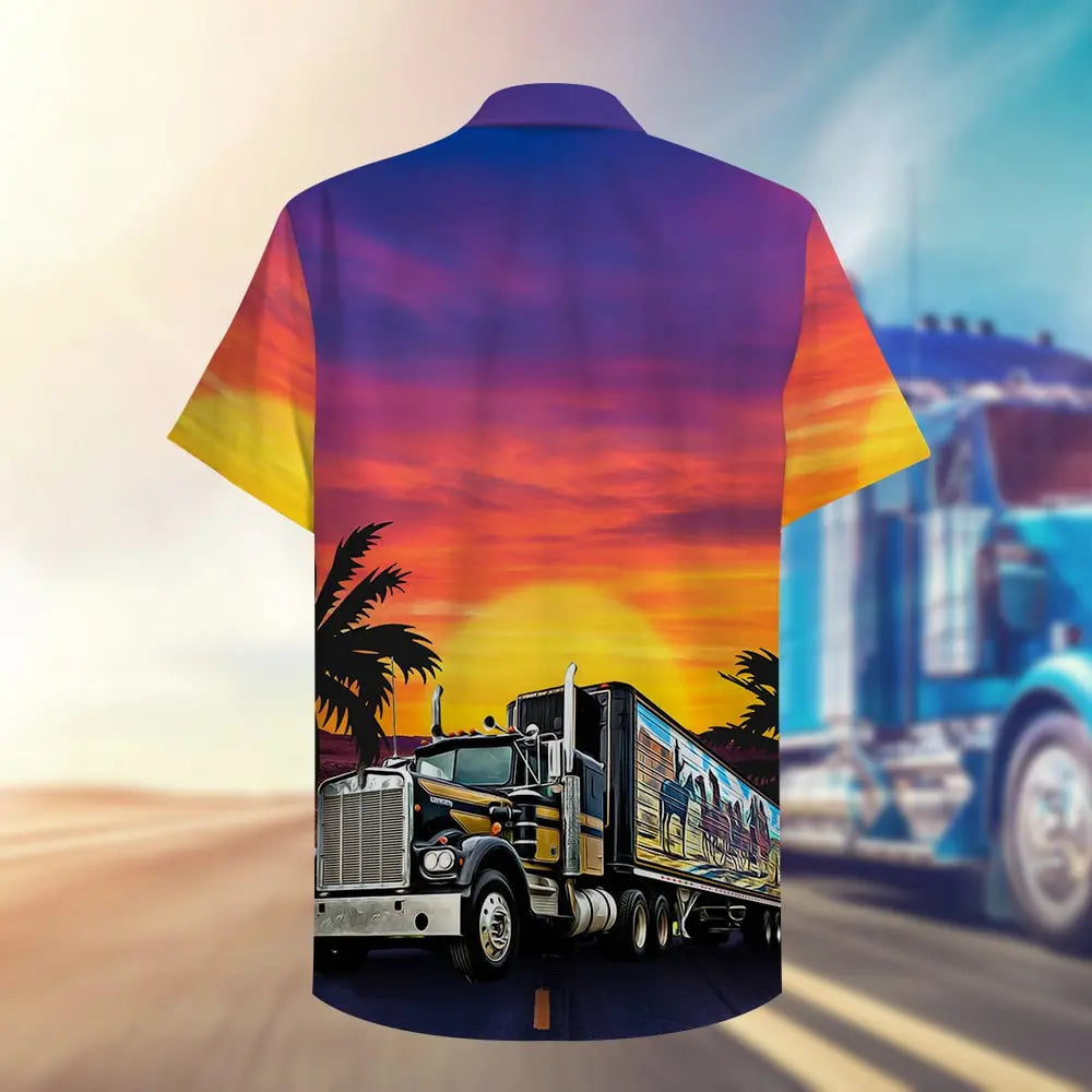 Trucker East Bound And Down Loaded Up And Truckin' Unisex Hawaiian Shirt Aloha Shirt