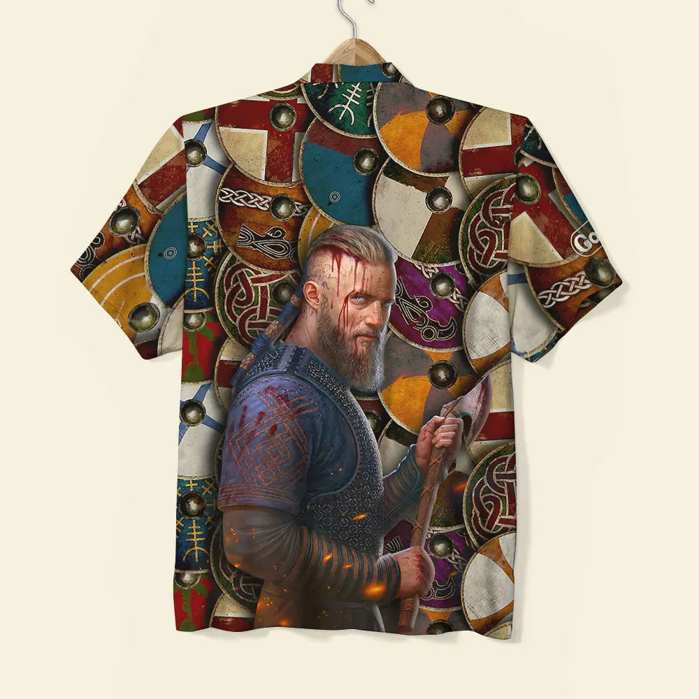 Viking Shield Pattern Unisex Hawaiian Shirt Aloha Shirt Summer Vibe