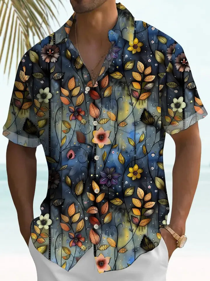 Vintage Gradient Oil Painting Vine Floral Hawaiian Vacation Hawaiian Shirt