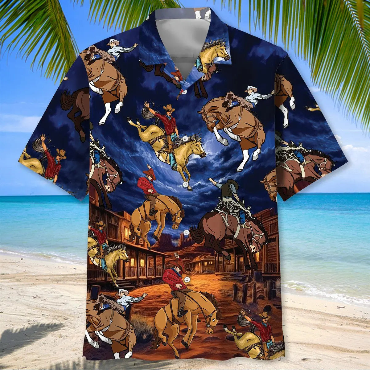 Vintage Wild West Night Cowboy Rodeo Show Hawaiian Shirt