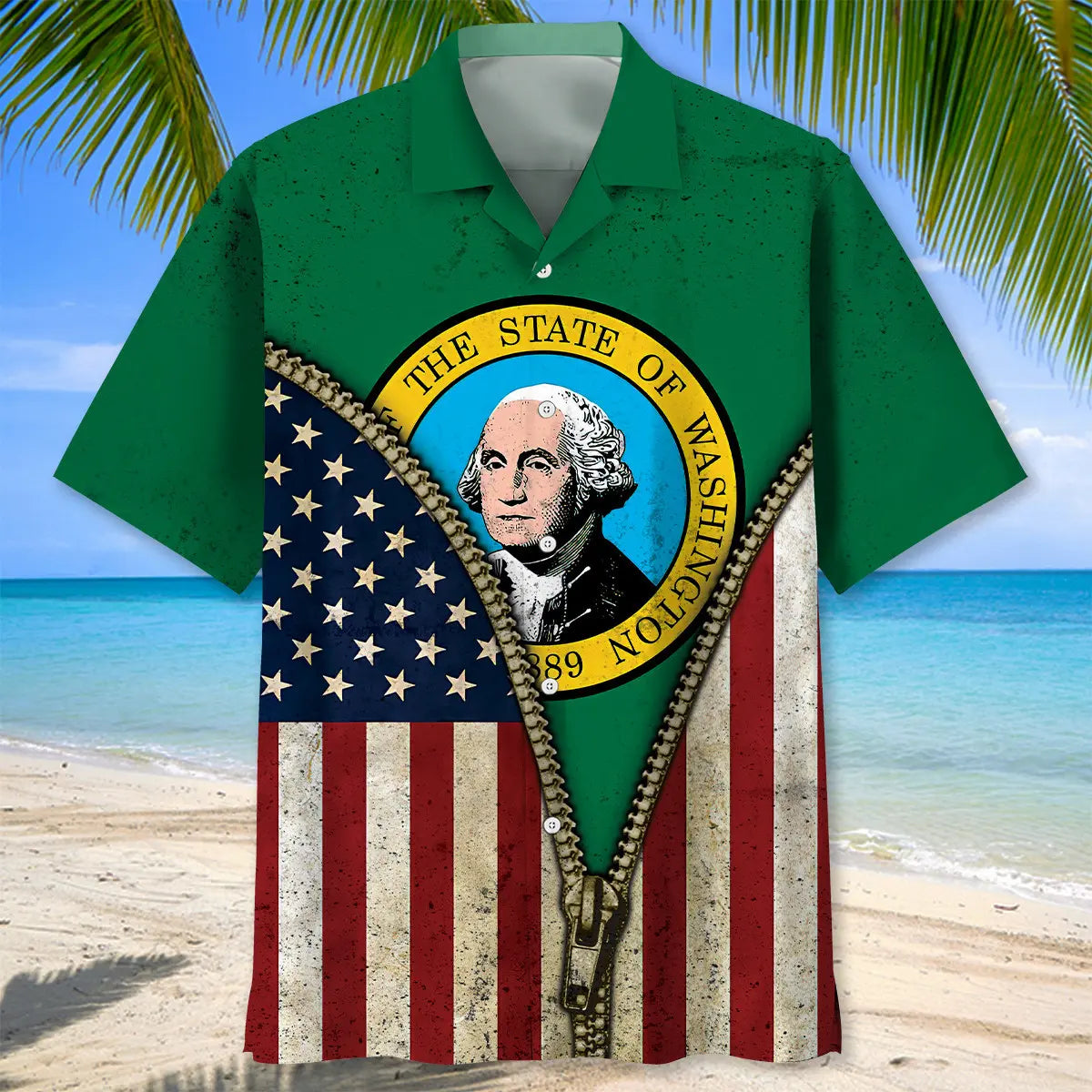 Washington State Flag Hawaiian Shirt