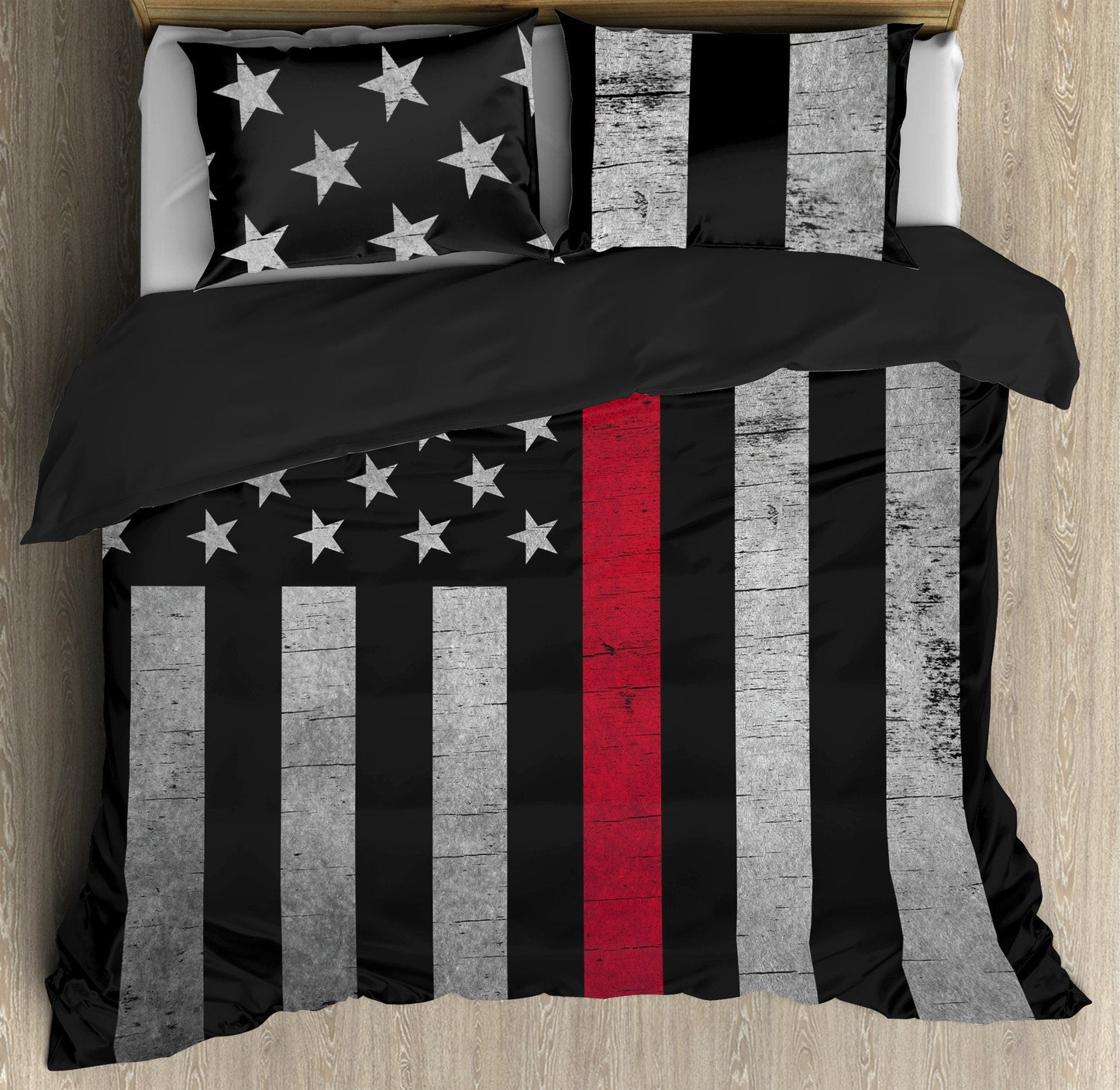 Firefighter Red Line Bedding Cover For Firefighter Bedroom Decor