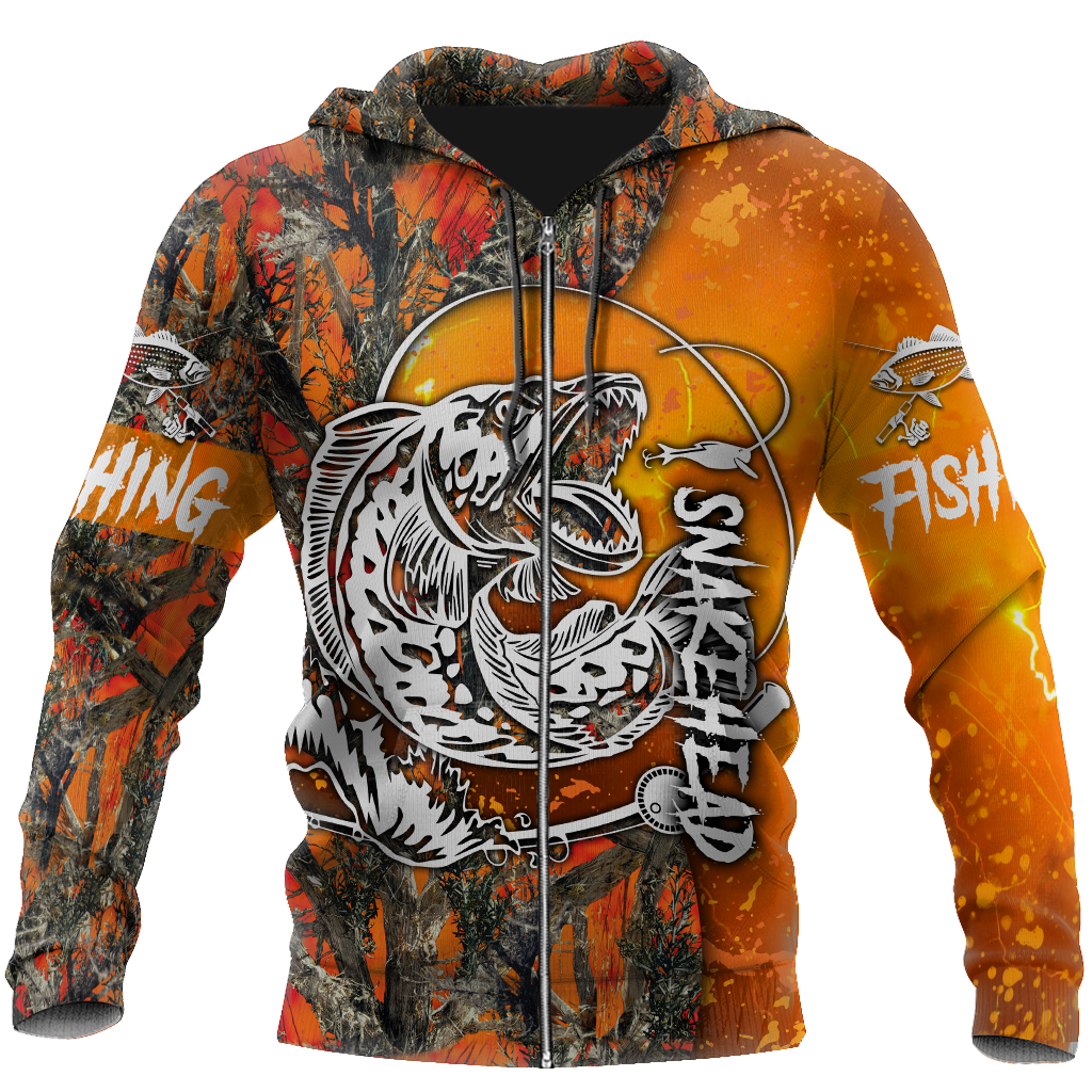 Collection Snakehead Fishing Orange Camo – 3D Hoodie