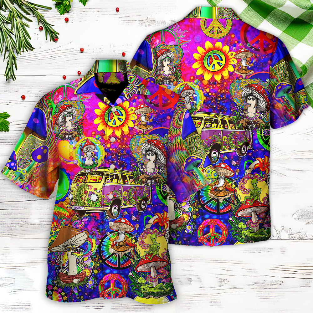 Hippie Mushroom Peace Life Be Hippie Amazing Style - Hawaiian Shirt - Reefox
