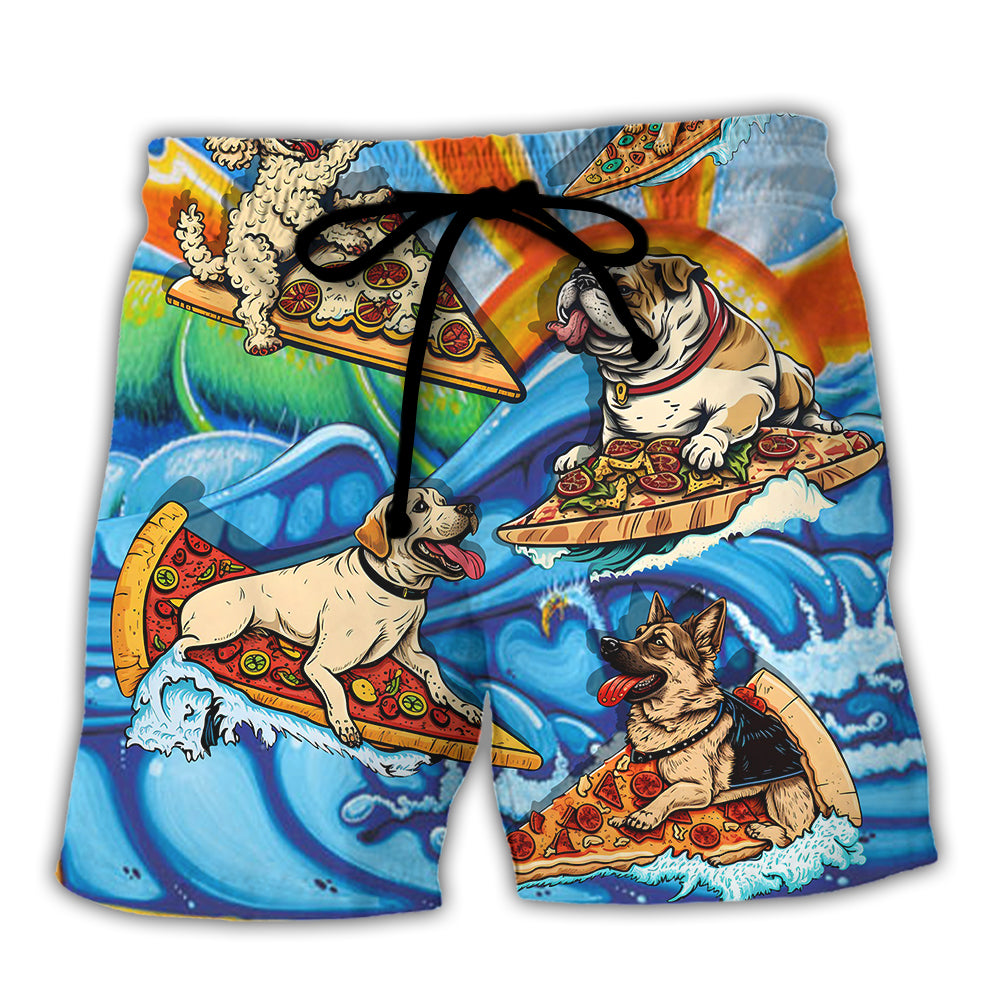 Surfing Funny Dog Pizza Surfing Boy Like A Normal Boy But Cooler Lovers Surfing - Beach Short Reefox