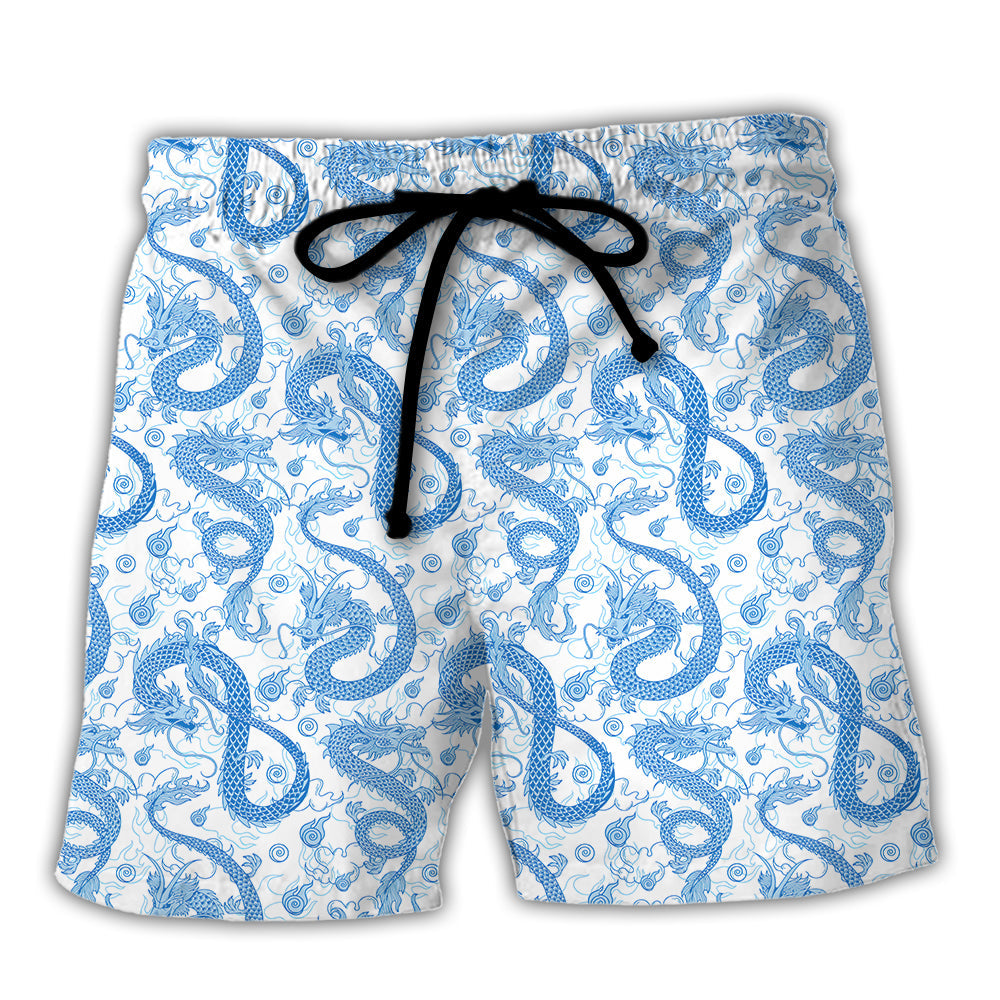 DnD Blue Dragon And White - Beach Short