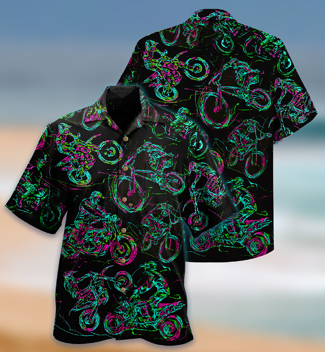 Motorcycle Lover Neon Light - Hawaiian Shirt - Reefox