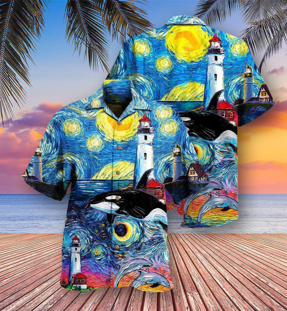 Lighthouse Finding Light In A Starry Night - Hawaiian Shirt - Reefox