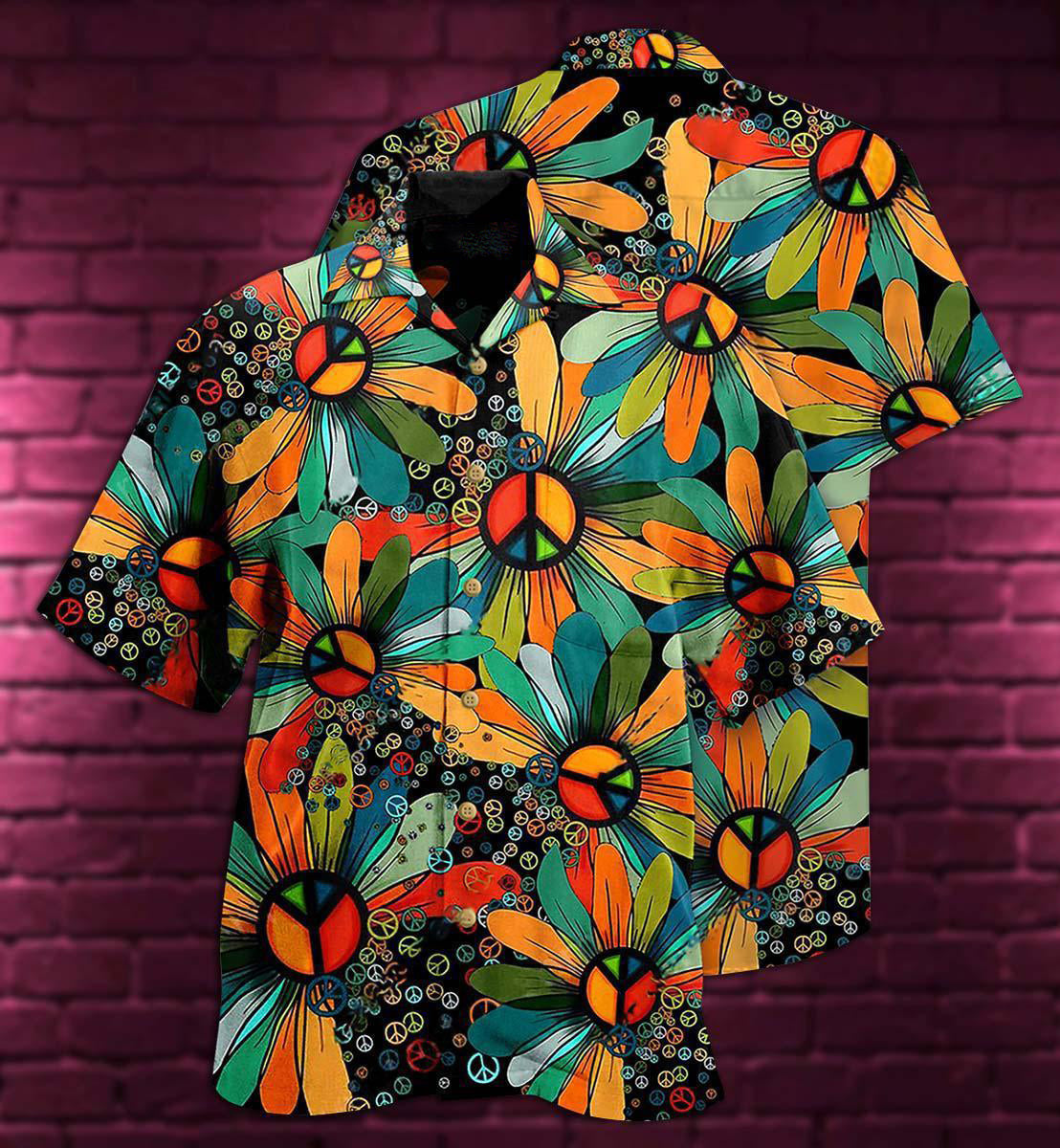 Hippie Peace Floral Style - Hawaiian Shirt - Reefox