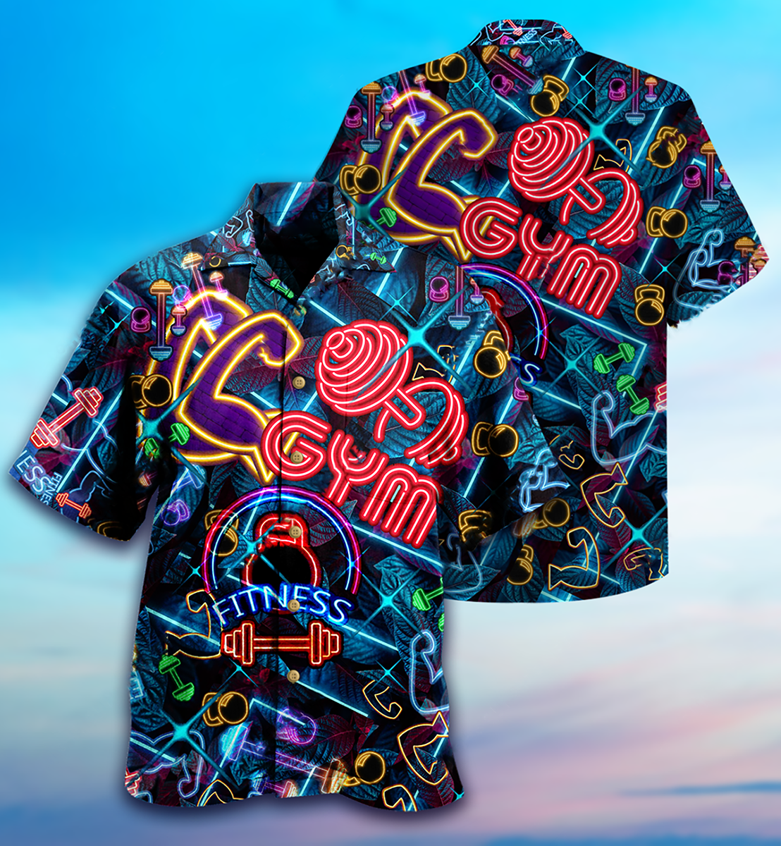 Gym Love Fitness Neon Style - Hawaiian Shirt - Reefox