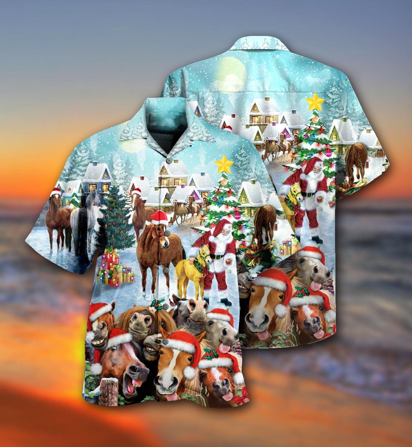 Horse Loves Christmas Very Happy - Hawaiian Shirt - Reefox