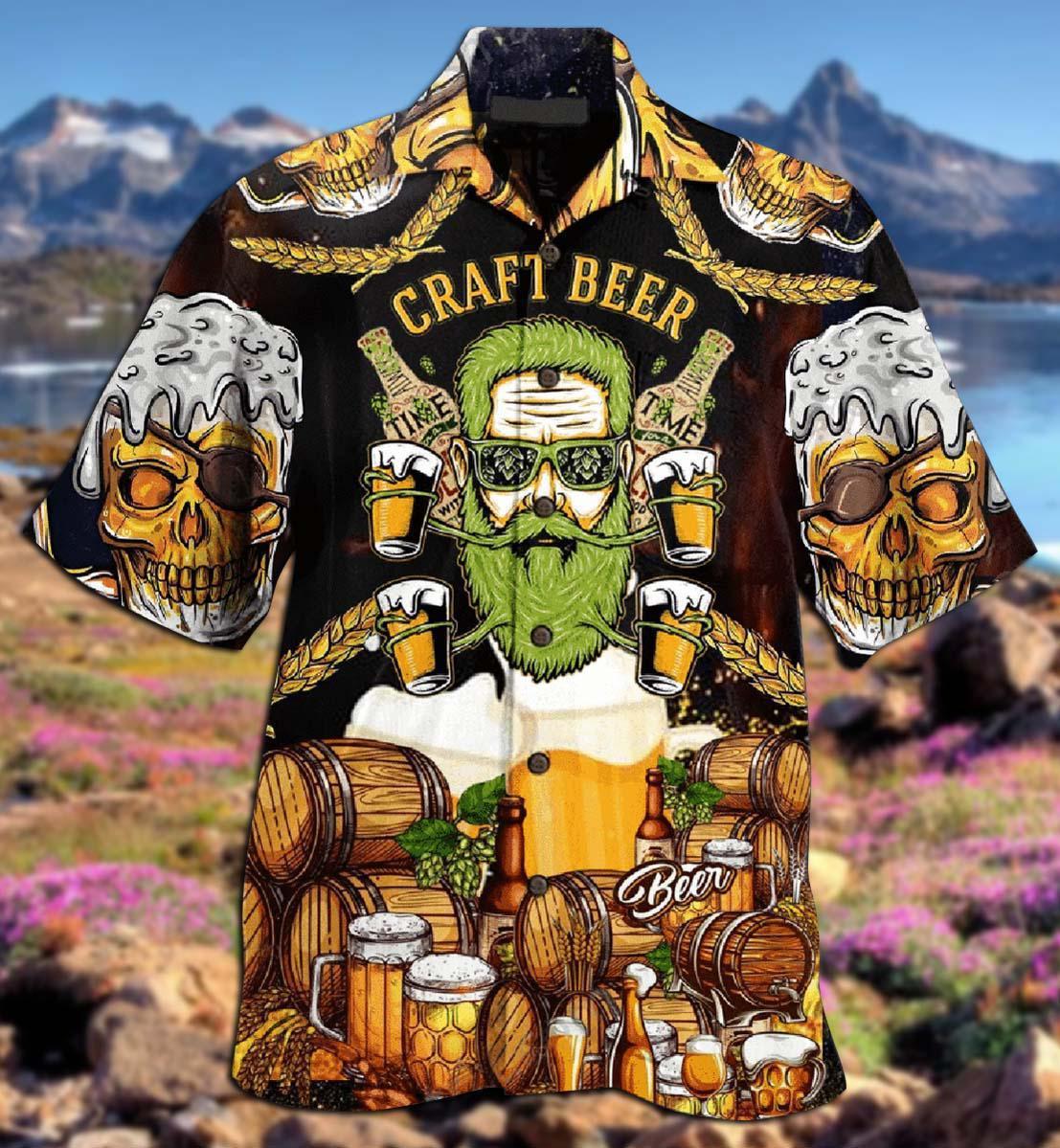 Beer Skull Craft Beer - Hawaiian Shirt - Reefox