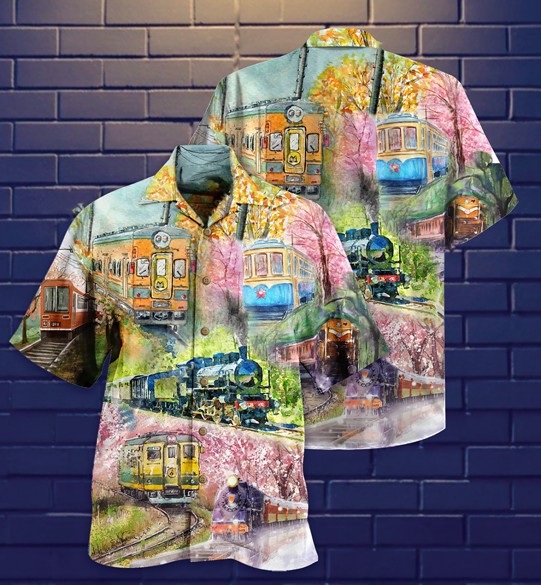 Train Love Flowers - Hawaiian Shirt - Reefox