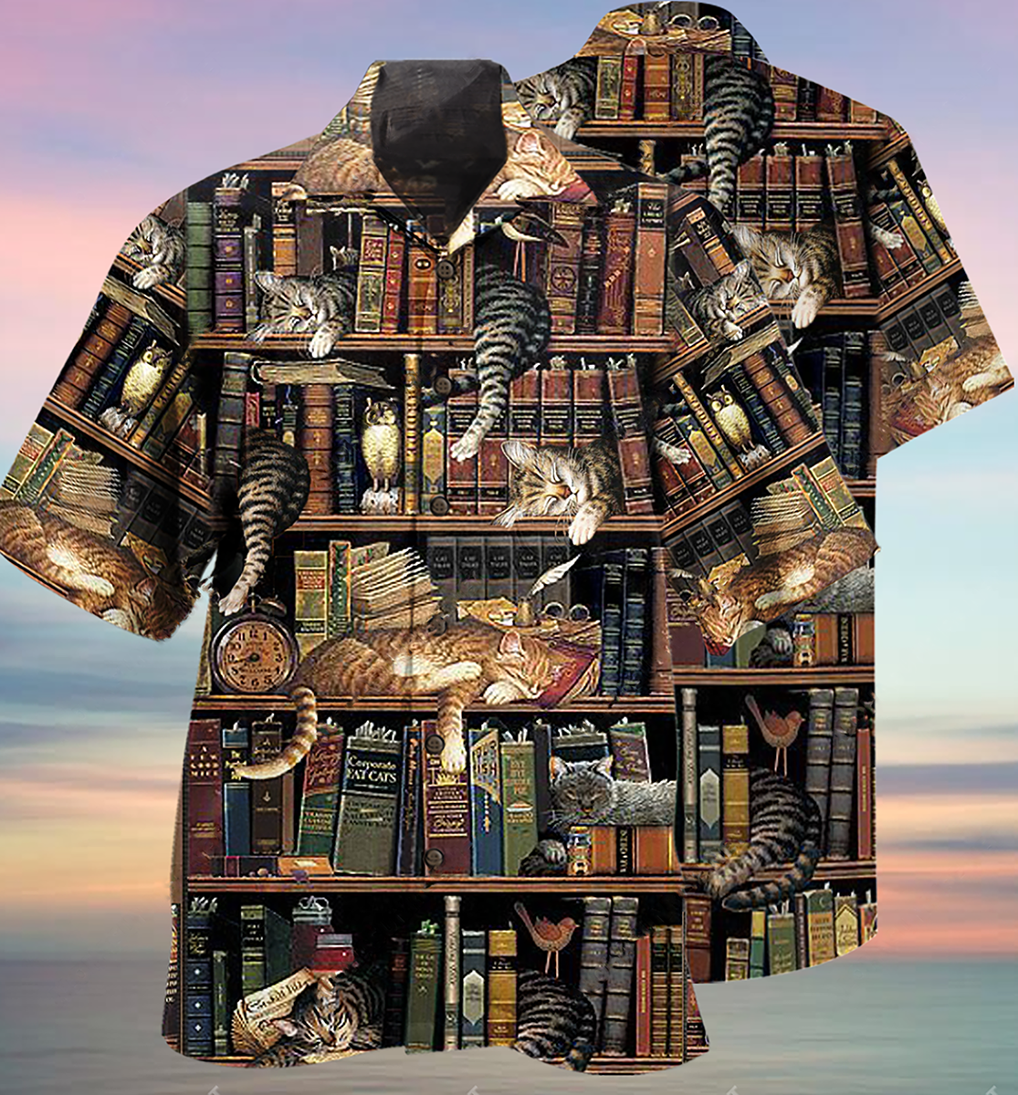 Book And Cat Sleep - Hawaiian Shirt - Reefox