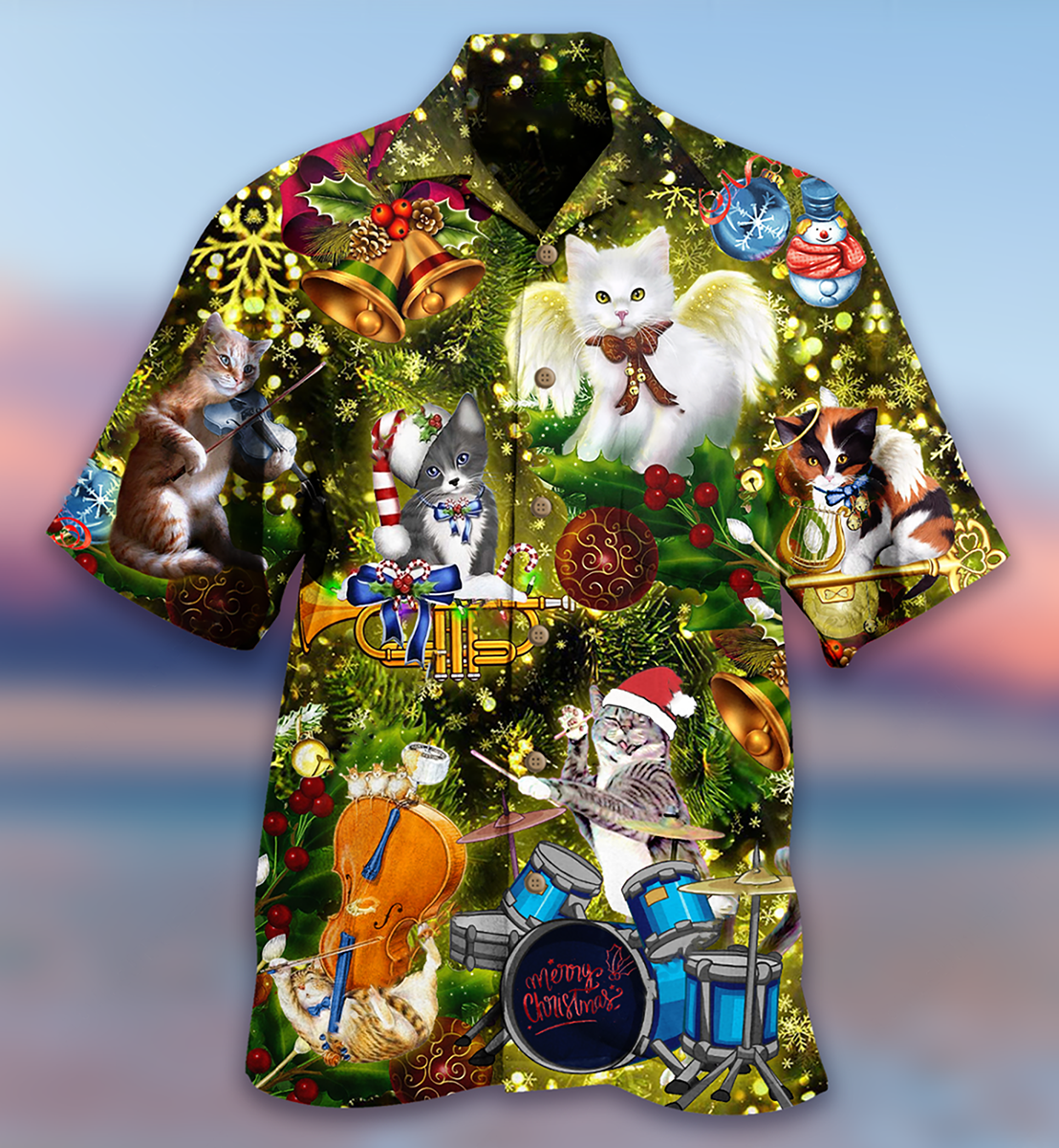 Cat Christmas Angel - Hawaiian Shirt - Reefox
