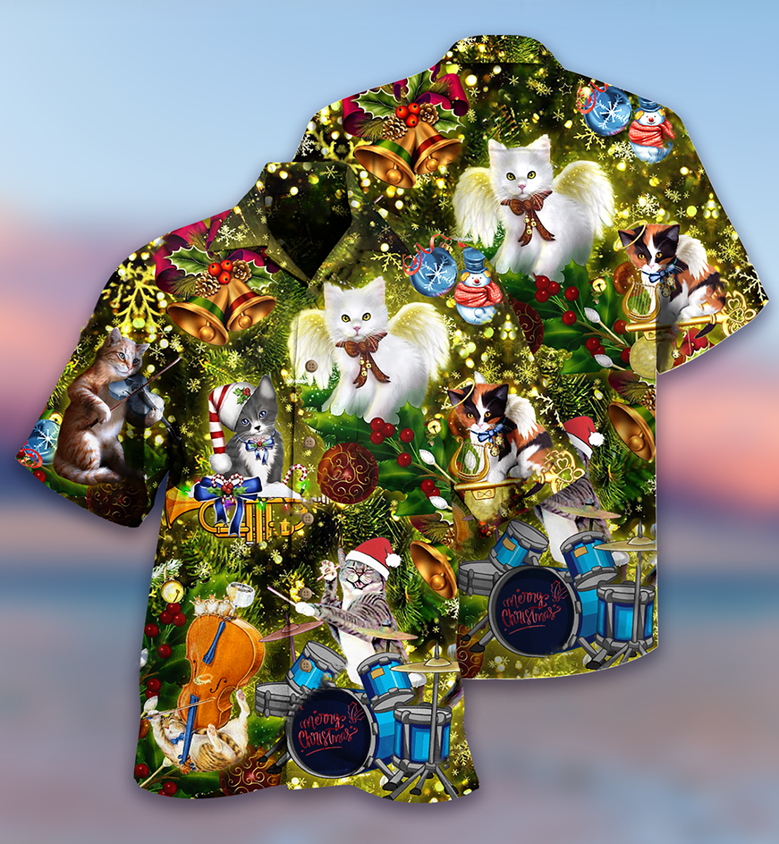 Cat Christmas Angel - Hawaiian Shirt - Reefox