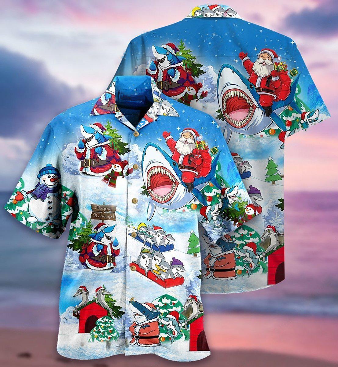 Shark Santa Love Xmas - Hawaiian Shirt - Reefox