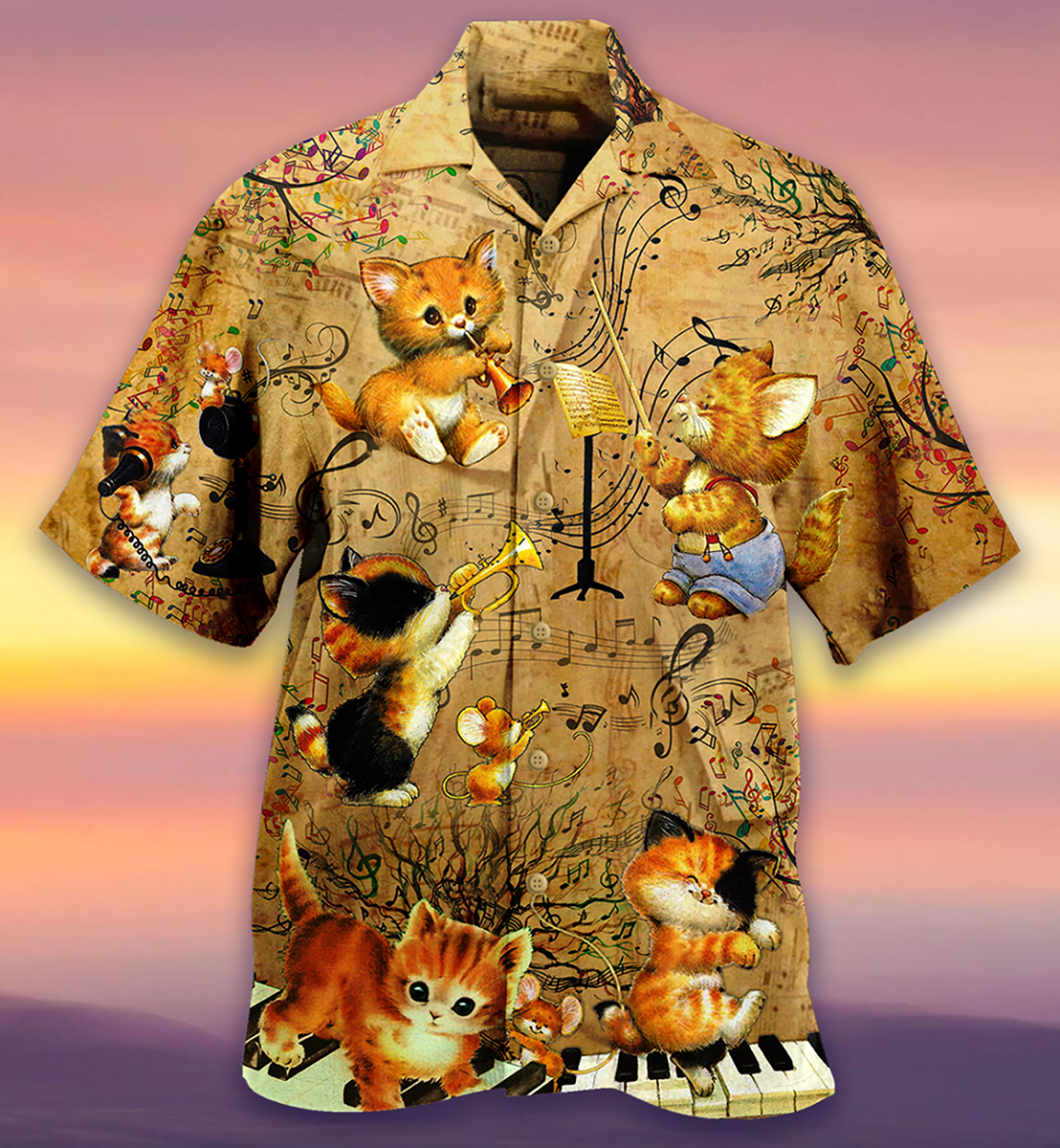 Cat Baby Love Music - Hawaiian Shirt - Reefox