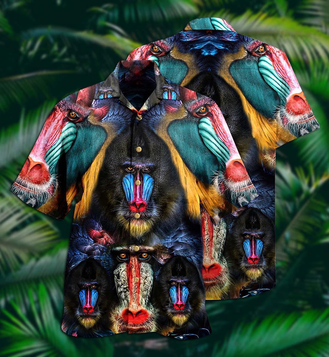 Monkey Mandrill Animals Love Forest And Live It Forever - Hawaiian Shirt - Reefox