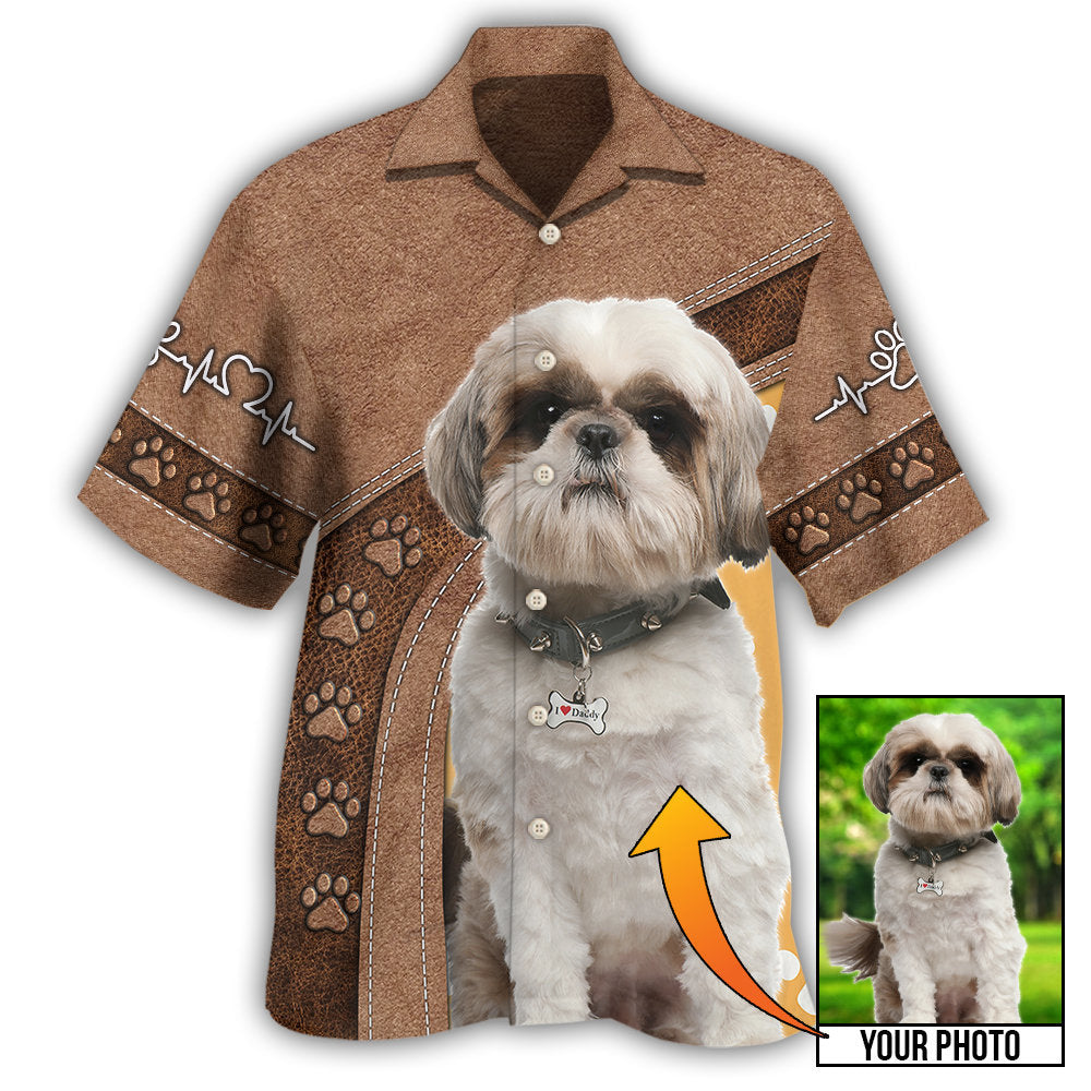 Shih Tzu / Adults / S Dog Paw Brown Style Classic Custom Photo Personalized - Hawaiian Shirt - Reefox
