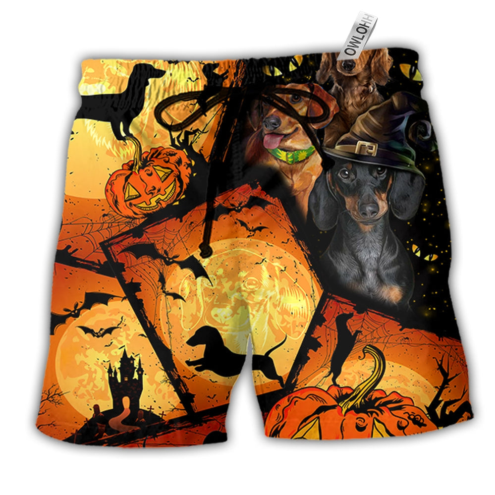 Beach Short / Adults / S Halloween Dachshund Pumpkin Scary - Beach Short Reefox - Owls Matrix LTD