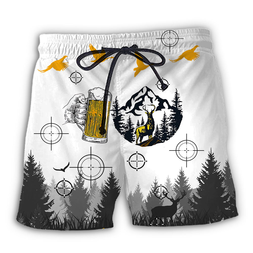 Beach Short / Adults / S Beer I Like Beer And Hunting And Maybe 3 People - Beach Short Reefox - Owls Matrix LTD