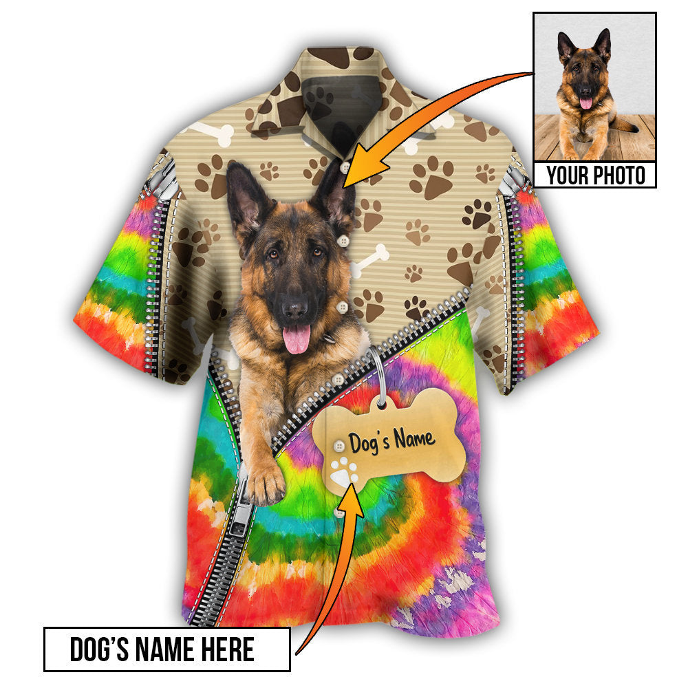 Hippie / Adults / S German Shepherd Dog Various Style Custom Photo Personalized - Hawaiian Shirt - Reefox