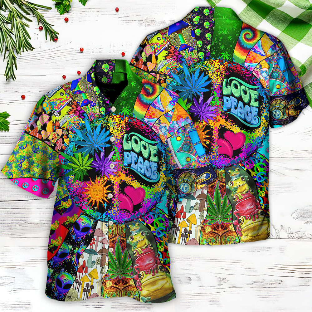 Hippie Alien Frogs Love Peace Amazing Style - Hawaiian Shirt - Reefox